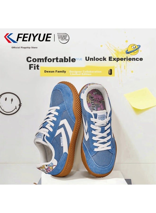 Feiyue Official Men's Shoes Derby Shoes Men  Spring New Designer Collaboration Versatile Sneakers Blue White Size 35