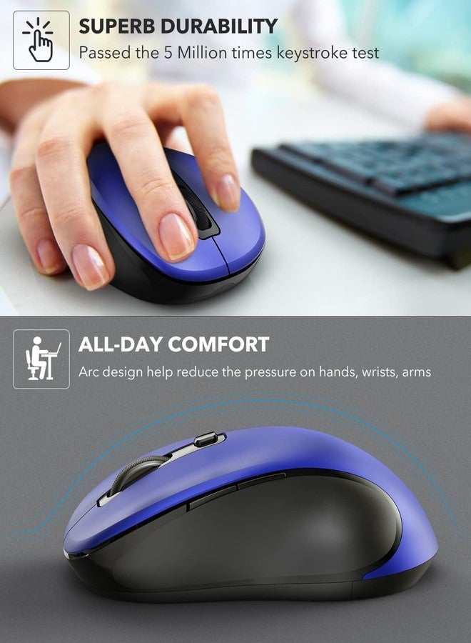 Trueque Wireless Mouse for Laptop, 2.4GHz Ergonomic Computer Mouse with Back & Forward Buttons, 3 Levels Tracking Speed, 6 Buttons, Optical USB Cordless Mice for Windows MacBook PC (Deep Blue) - Image 4