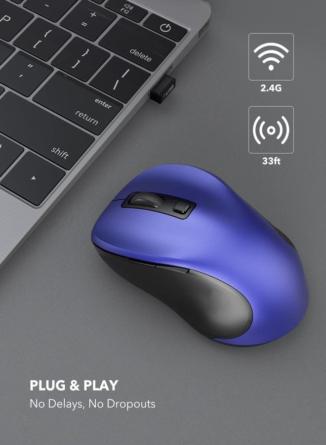 Trueque Wireless Mouse for Laptop, 2.4GHz Ergonomic Computer Mouse with Back & Forward Buttons, 3 Levels Tracking Speed, 6 Buttons, Optical USB Cordless Mice for Windows MacBook PC (Deep Blue) - Image 2