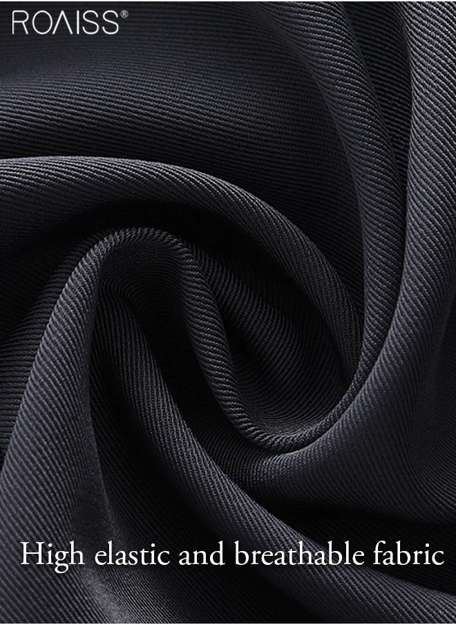 Men's Cargo Pants Casual Multi Pocket Elastic Waist Pants Loose Fit Sports Outdoor Trousers