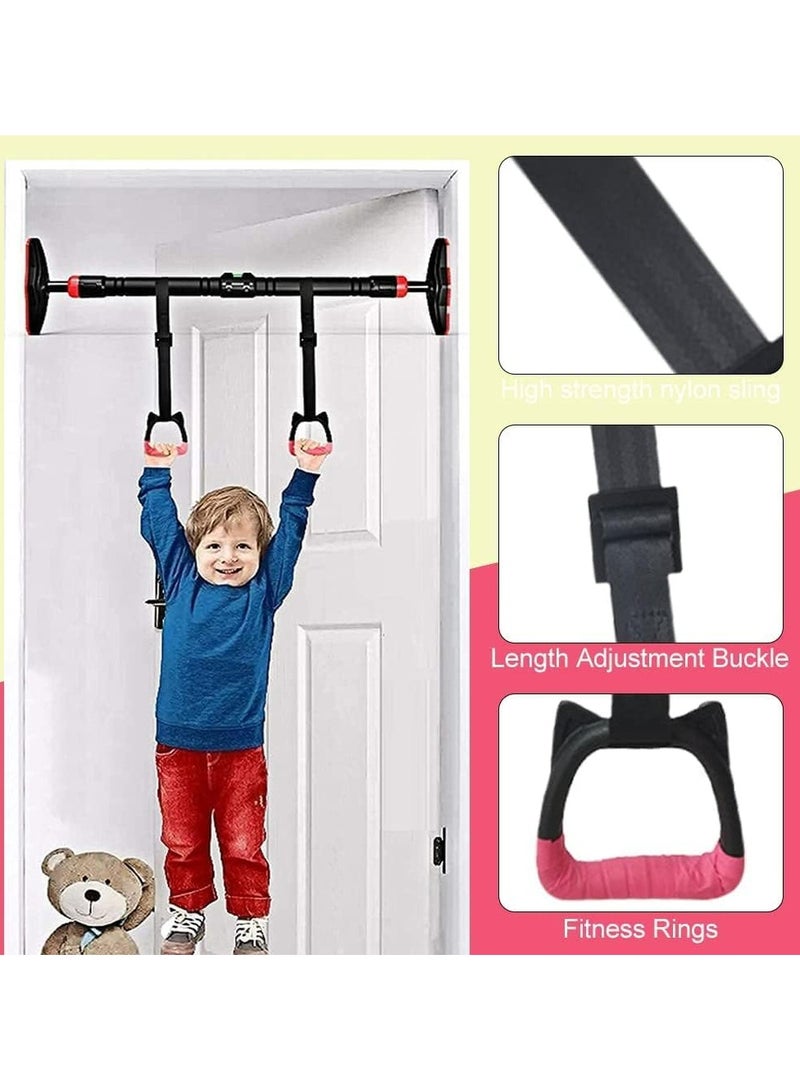 CMGTYYD Gymnastic Rings, 2 Pcs Fitness Children Trapeze Bar Pull Up Gym Rings, Exercise Strength Training Gym Rings, Children Workout Rings with Adjustable Straps for Stretching and Height Increase  - Image 2