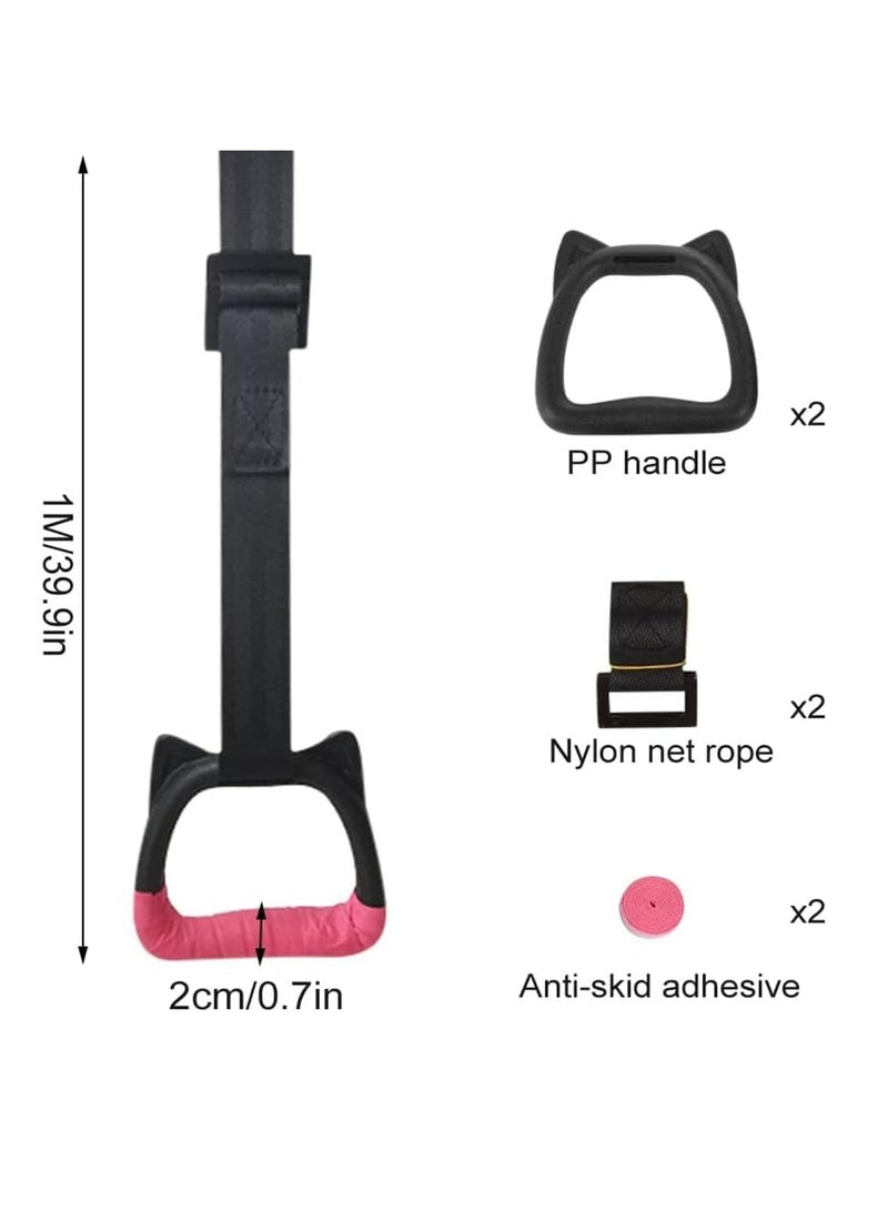 CMGTYYD Gymnastic Rings, 2 Pcs Fitness Children Trapeze Bar Pull Up Gym Rings, Exercise Strength Training Gym Rings, Children Workout Rings with Adjustable Straps for Stretching and Height Increase  - Image 4