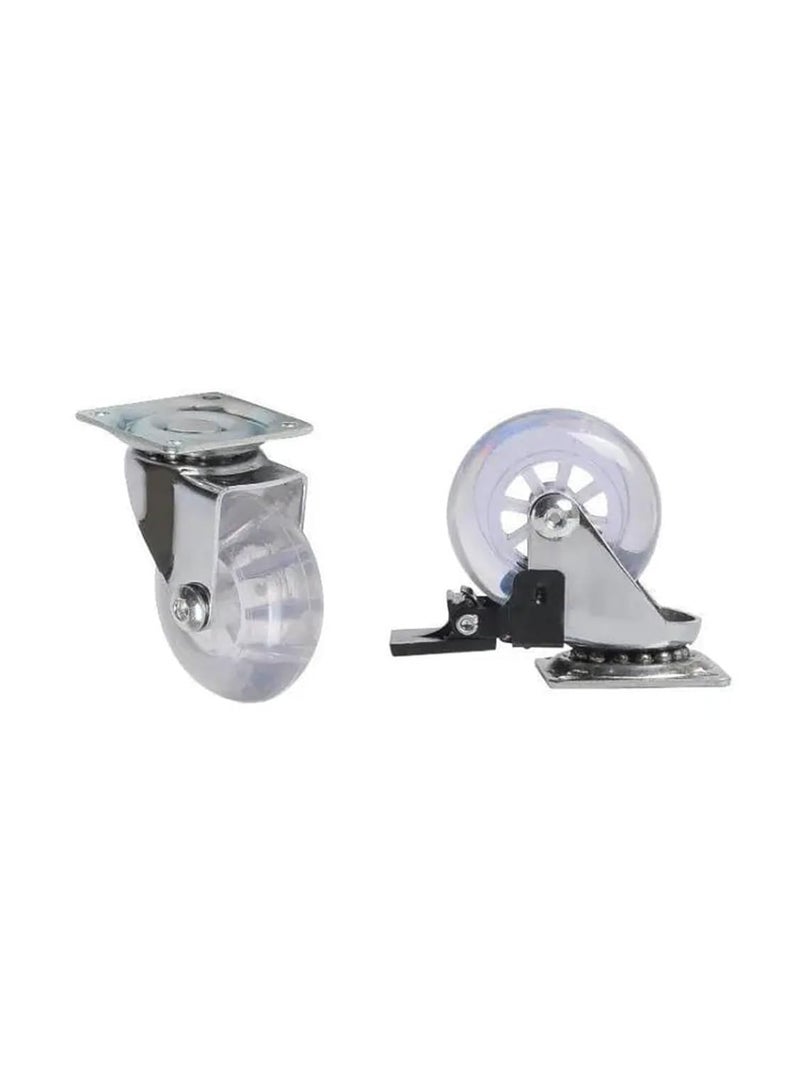 3 Inch Flat Transparent Crystal Caster Wheels With Brake For Furniture Cabinet 4Pcs - Image 4