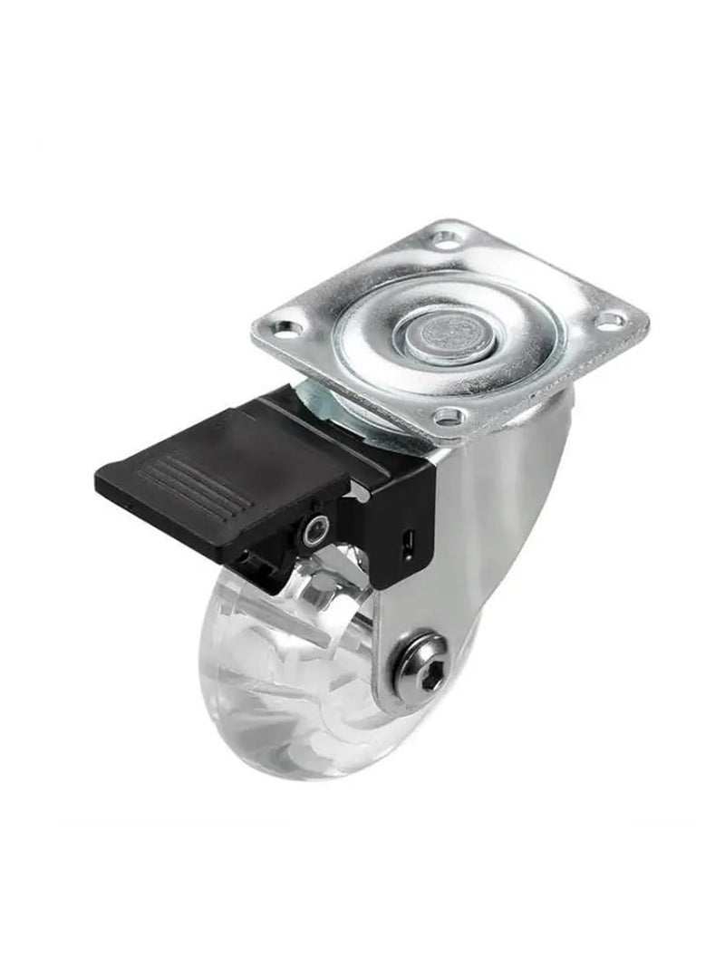 3 Inch Flat Transparent Crystal Caster Wheels With Brake For Furniture Cabinet 4Pcs - Image 3