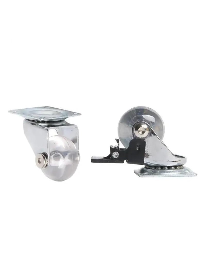 3 Inch Flat Transparent Crystal Caster Wheels With Brake For Furniture Cabinet 4Pcs - Image 5