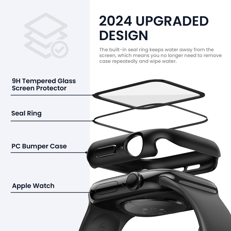 Tensea for Waterproof Apple Watch Screen Protector Case Series 11/10 46mm Accessories, iWatch Protective Face Cover with Tempered Glass Film for Women Men, Bumper Case for iPhone Watch 46 mm - Image 3
