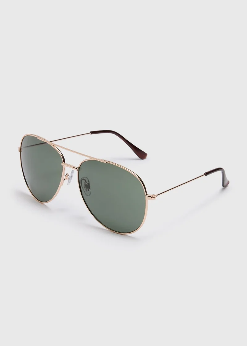 Matalan Gold Aviator Sunglasses