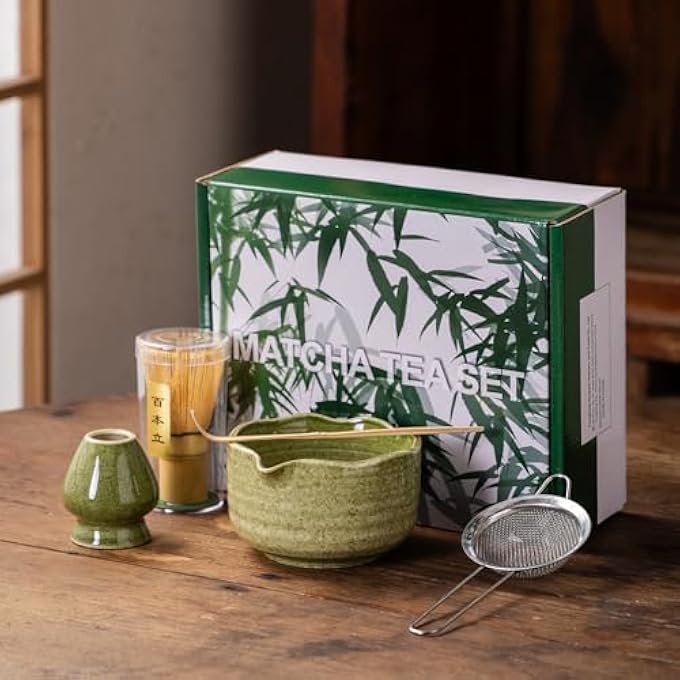 Nekit Japanese Matcha Set Match Bowl With Spout And Whisk Scoop Matcha Whisk Stand Chasen Holder  5Pc Perfect Matcha Kit For Matcha Tea Ceremony Matcha Green - Image 5
