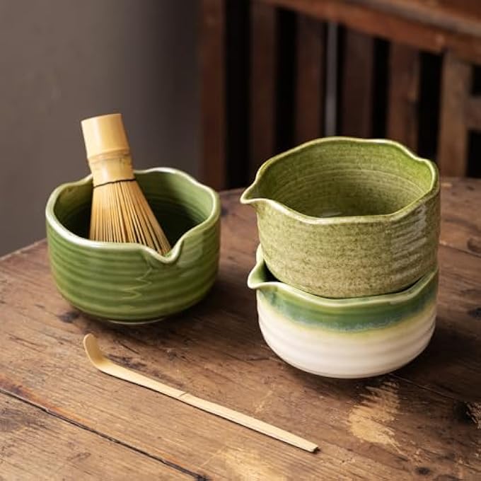 Nekit Japanese Matcha Set Match Bowl With Spout And Whisk Scoop Matcha Whisk Stand Chasen Holder  5Pc Perfect Matcha Kit For Matcha Tea Ceremony Matcha Green - Image 3