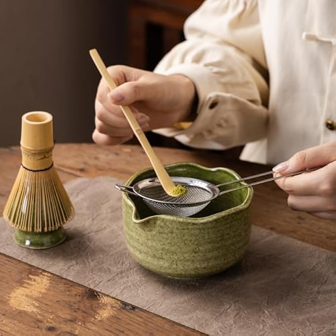 Nekit Japanese Matcha Set Match Bowl With Spout And Whisk Scoop Matcha Whisk Stand Chasen Holder  5Pc Perfect Matcha Kit For Matcha Tea Ceremony Matcha Green - Image 4