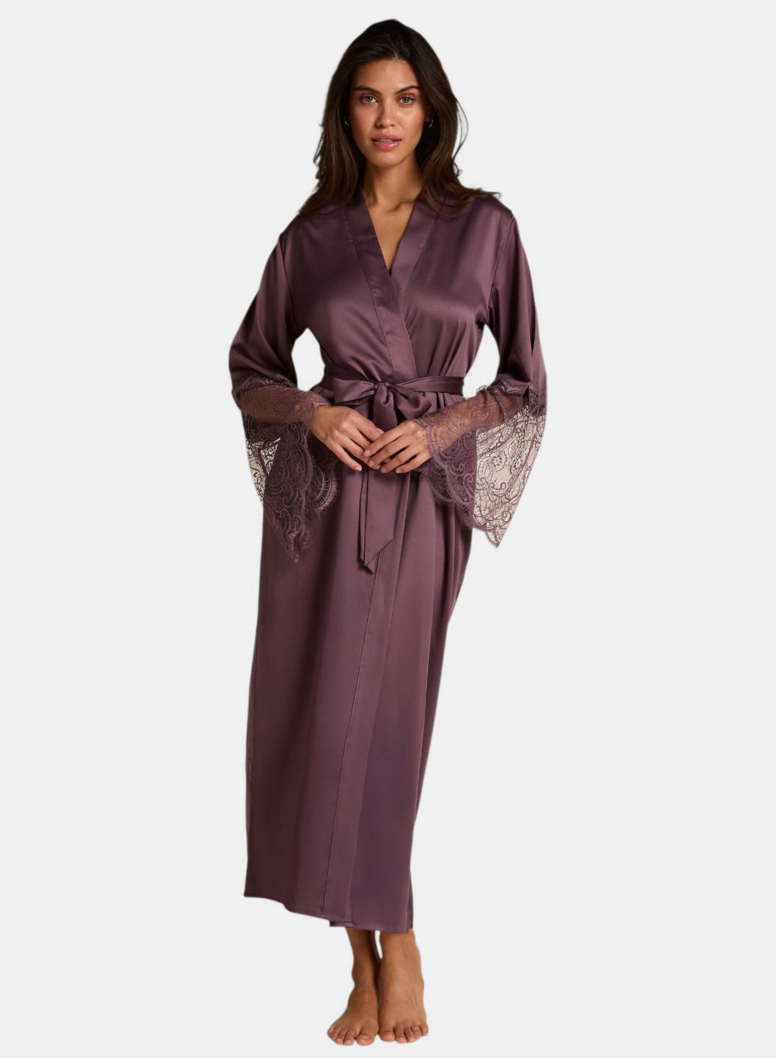 Kimono Long Satin Lace