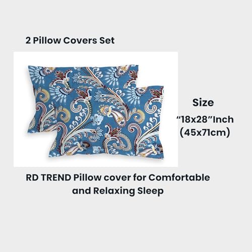 RD TREND Presents Luxurious Glace Cotton Super Soft 210 TC 360° Elastic Fitted Bedsheets for King Size (78X72X8 Inch) with 2 Pillow Covers, Color- Blue&Grey,Pattern-Geometric - Image 3