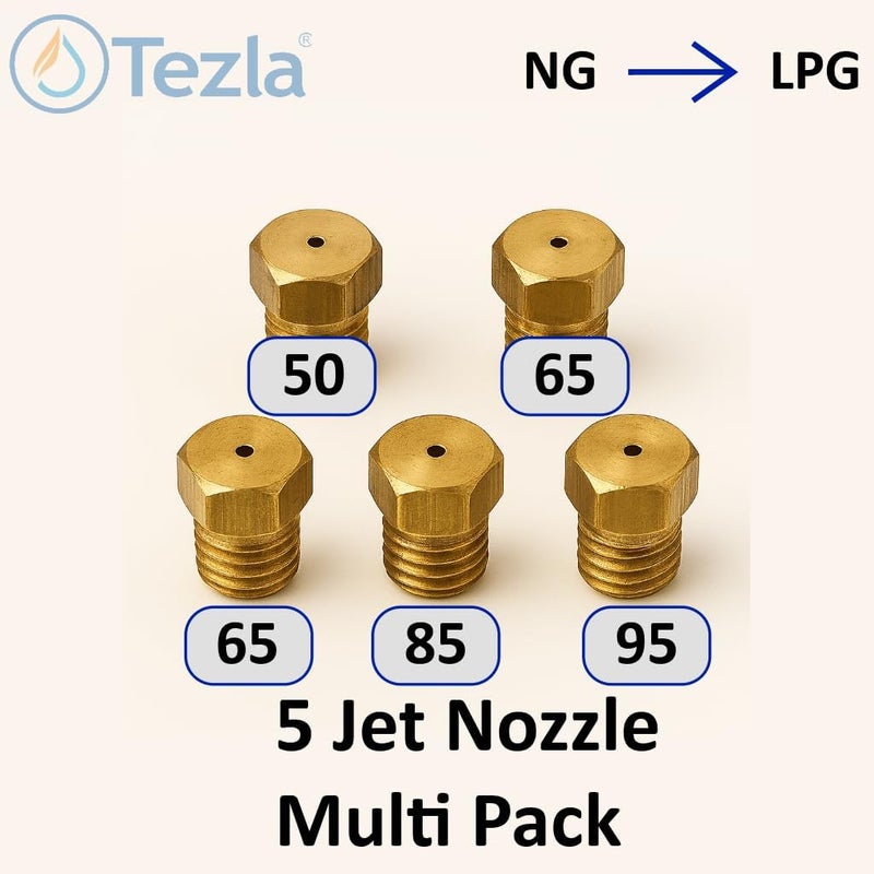 Tezla Set of 5 LPG Jets Injectors Cooker Hob Nozzles Conversion To LPG Propane Butane - Image 2
