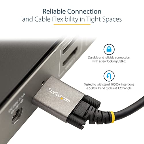 StarTech.com 20" (50cm) Side Screw Locking USB C Cable 10Gbps - USB 3.2 Gen 2 Type-C Cable - 100W (5A) Power Delivery Charging, DP Alt Mode - Dual Screw Lock - USB-C Cord Charge/Sync (USB31CCSLKV50CM) - Image 4