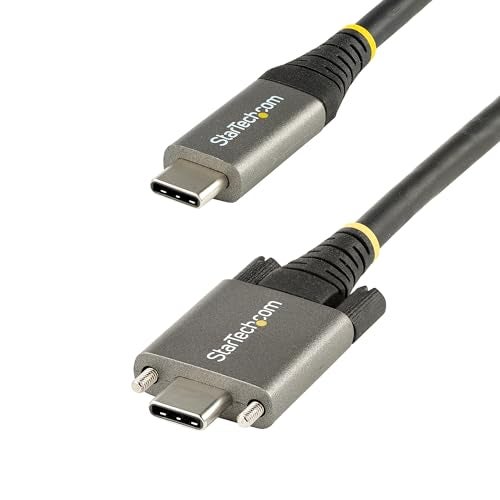 StarTech.com 20" (50cm) Side Screw Locking USB C Cable 10Gbps - USB 3.2 Gen 2 Type-C Cable - 100W (5A) Power Delivery Charging, DP Alt Mode - Dual Screw Lock - USB-C Cord Charge/Sync (USB31CCSLKV50CM) - Image 1