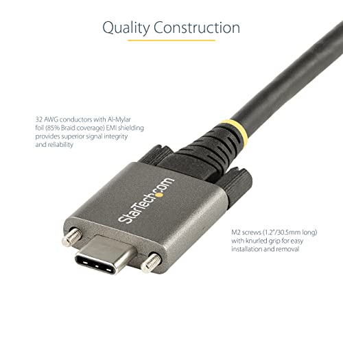StarTech.com 20" (50cm) Side Screw Locking USB C Cable 10Gbps - USB 3.2 Gen 2 Type-C Cable - 100W (5A) Power Delivery Charging, DP Alt Mode - Dual Screw Lock - USB-C Cord Charge/Sync (USB31CCSLKV50CM) - Image 5