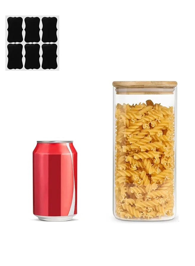 QUESERA Quesera Airtight Glass Storage Canister with Wood Lid (1500ml), Clear Food Storage Container Jar with Sealing Bamboo Lid for Noodles Flour Cereal Rice Sugar Tea Coffee Beans, Set of 3