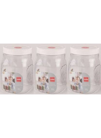 Cello Grocery Container (Pack of 3, Clear)- 2000ml, Plastic