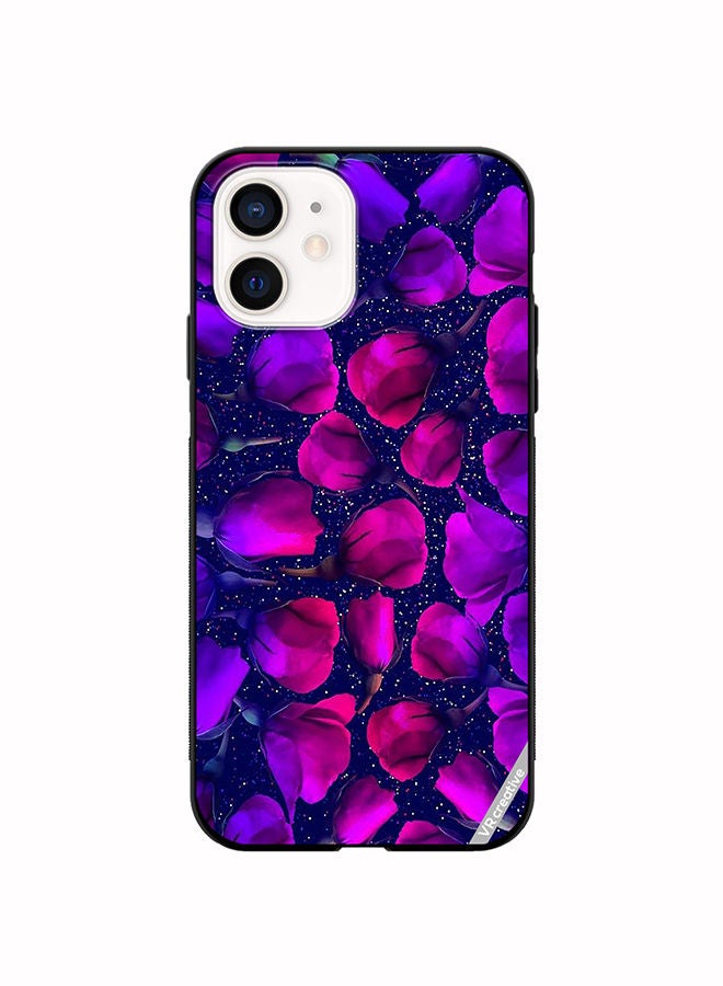 VR CREATIVE Protective Case Cover For Apple iPhone 12 mini Purple Roses Flower Design Multicolour - Image 1