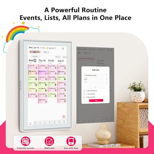 BIGASUO 21.5 Inch Digital Calendar, Full HD Touchscreen Smart Planner for Family Schedules - Wall Mount, Great for Seamless Daily Planning & Household Organization, with LED Reminder Light - Image 3