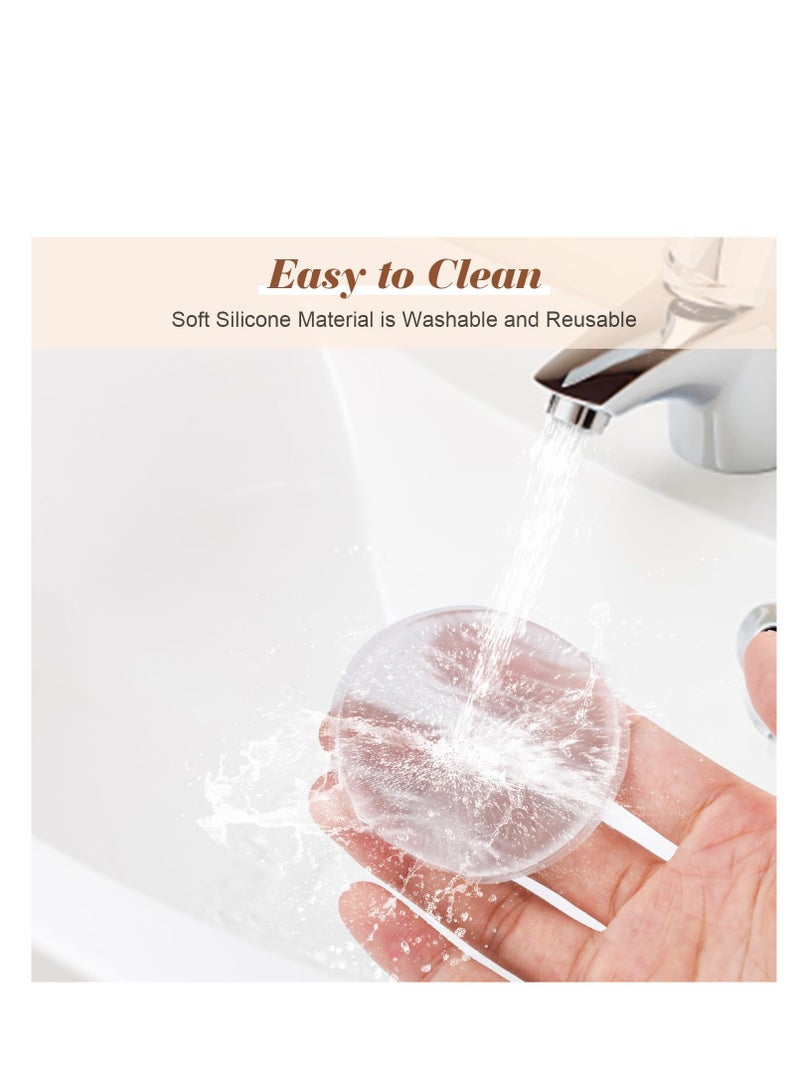 SYOSI Clear Round Silicone Powder Puffs Washable Makeup Puff with Silk Handle Dry & Wet Dual Use Cosmetic Applicator for Liquid Foundation Cream Concealer Blush Cosmetic Beauty Tools Blender (8pcs) - Image 4