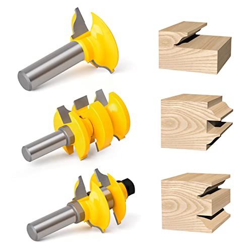 MEIGGTOOL Router Bit Set 1/2-Inch Shank, 3Pcs/Set Extended Tenon Entry Door Rail and Stile Woodworking Milling Cutter Door - Image 4