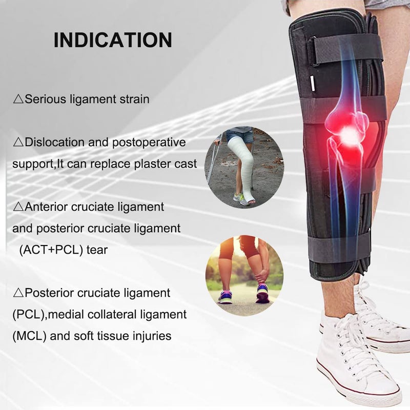 TODDOBRA 3-Panel Knee Immobilizer Full Leg Support Brace 21" Length Aluminum alloy Straight Knee Splint - for Knee Pre-and Postoperative & Injury or Surgery Recovery (Update Size M) - Image 2