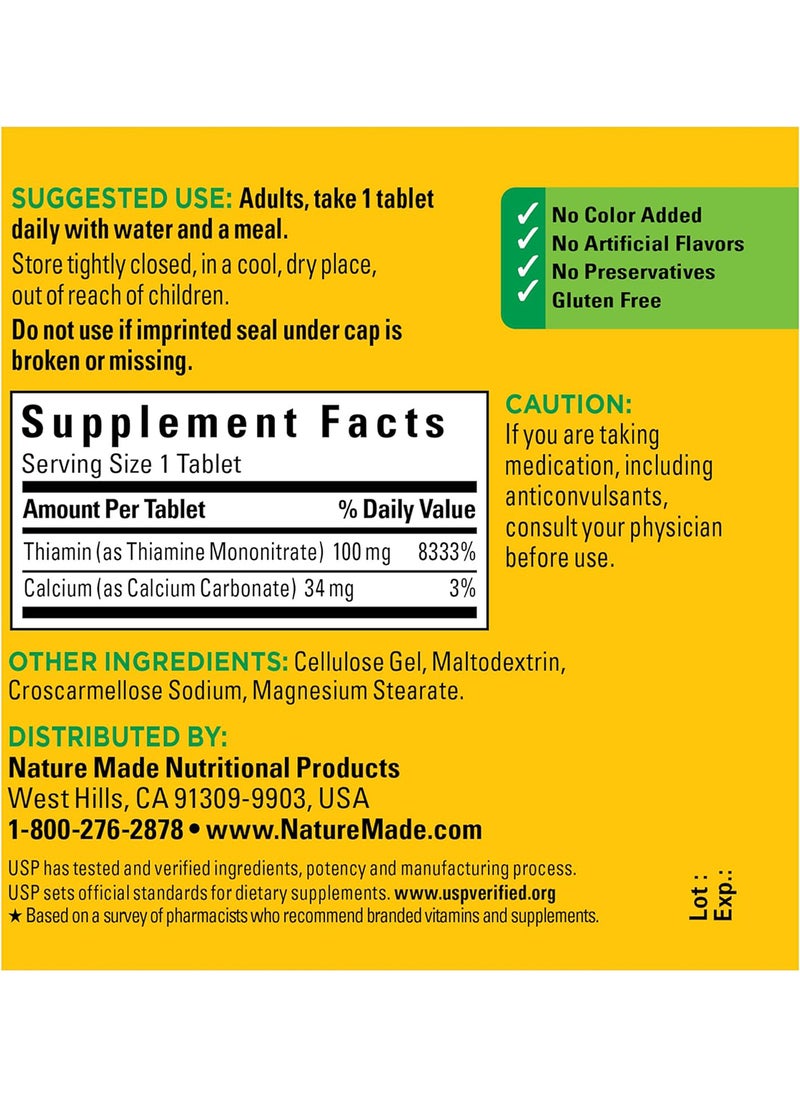 Nature Made - Vitamin B1 100 Mg Tablets 161529 - Image 1