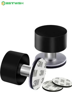 BSTWSH 2 Pack Door Stoppers Stop with Extra Stickers, Self-Adhesive Door Stops with Black Rubber Bumper & Stainless Steel Body - Heavy Duty Door Knob Wall Protector Sound Dampening for Home & Office Use  - Image 1
