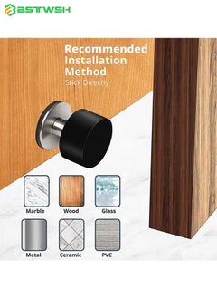 BSTWSH 2 Pack Door Stoppers Stop with Extra Stickers, Self-Adhesive Door Stops with Black Rubber Bumper & Stainless Steel Body - Heavy Duty Door Knob Wall Protector Sound Dampening for Home & Office Use  - Image 3