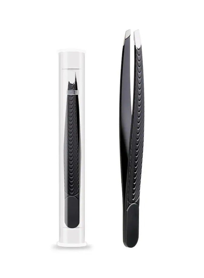 PrecisionTweezer Hair Plucker for Women Slant Tip Easy Hair  Grooming Black - Image 1
