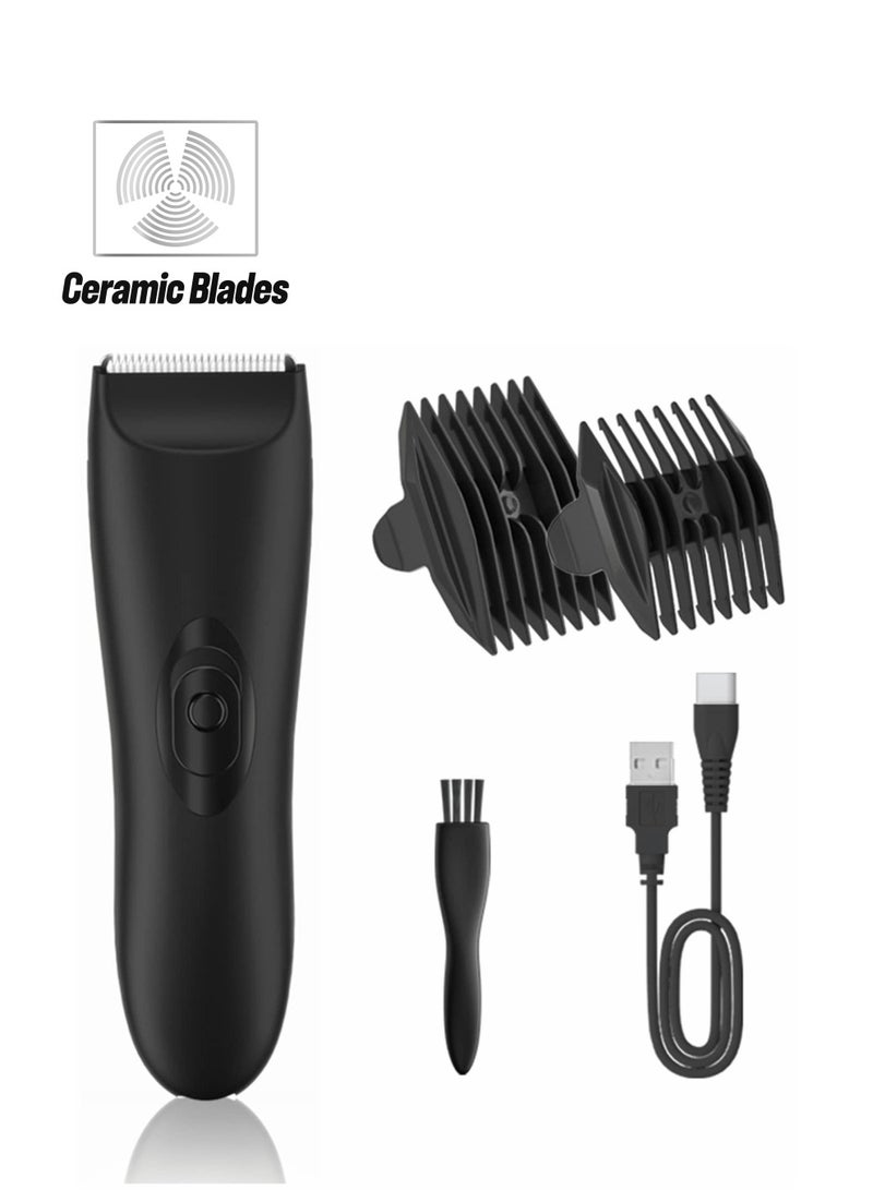 Electric Hair Clippers for Men, Cordless Groin Body Trimmer Ball Shaver, Replaceable Ceramic Blade, IPX7 Waterproof Pubic Kit Low Noise Razor with Universal USB Charging - Image 1
