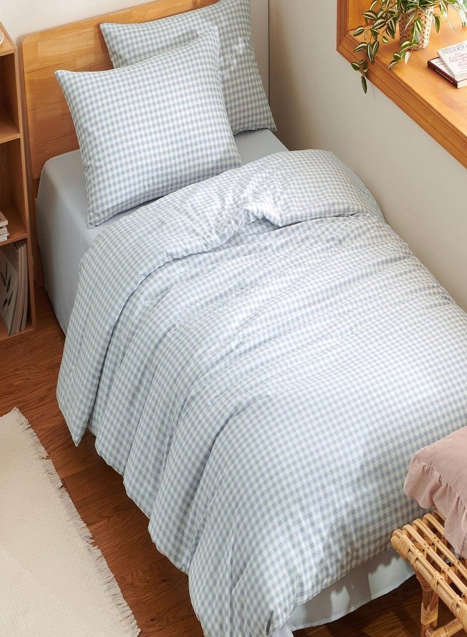 Nayoroom Gingham Comforter Set Full Size Blue Plaid Checkered Dorm Bedding Set 3 Pieces Soft Lightweight Farmhouse Grid Comforter for All Seasons (1 Comforter, 2 Pillowcases) - Image 1