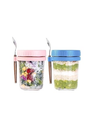 Overnight Oats Jars with Lid and Spoon, 2PCS 350ml Large Capacity Airtight Oatmeal Container with Measurement Marks, Wide Mouth Portable Jars Breakfast Container for Salads Yogurt Cereal Milk - pzsku/Z5EF0E95C94462FE1EDF3Z/45/_/1706016302/b5d243e7-61a0-4831-9947-217d3ca413e2