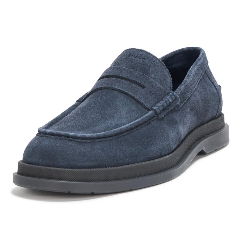 HUGO Chaol Suede Moccasin Loafer Clean Navy 10