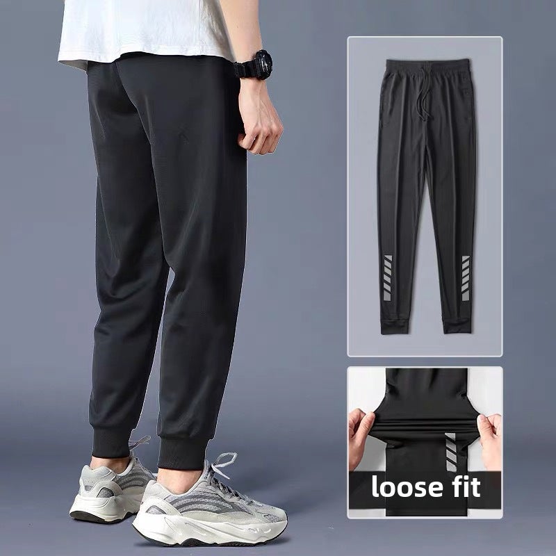 Mens Casual Pants Autumn Loose Fit Sweatpants Solid color casual pants (nine points) 