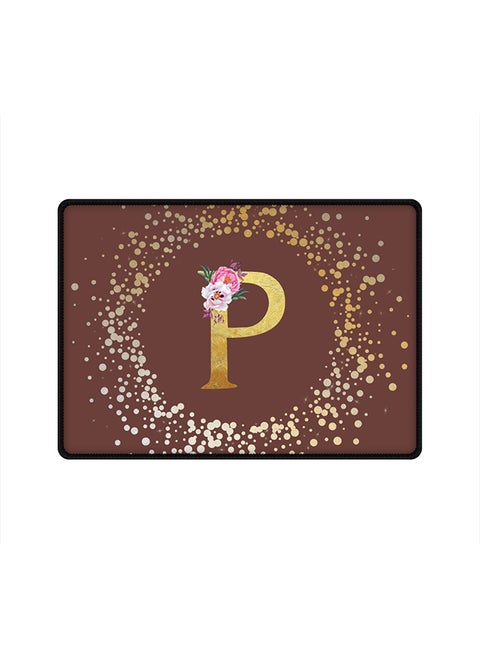 Designer Gaming Mouse Pad  Anti-Skid Mousepad Large Keyboard Mouse Pad Desk Mat Custom Monogram Initial Letter Floral Pattern Alphabet - P  (Brown)