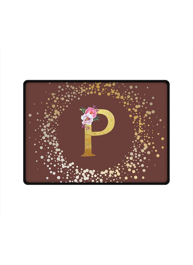 Stylizedd Designer Gaming Mouse Pad  Anti-Skid Mousepad Large Keyboard Mouse Pad Desk Mat Custom Monogram Initial Letter Floral Pattern Alphabet - P  (Brown)  - Image 1