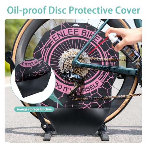 ENLEE Bike Disc Brake Cover AntiOil Stain Guard for Disc Brakes HeatResistant PP Cleaning Cover Protector with Sewage Storage Function Universal Fit All Bicycles Pink - Image 3