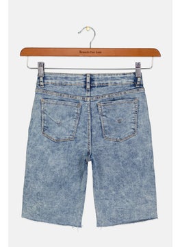 Hudson Kids Girl Washed Denim Short, Wash Blue  - Image 2