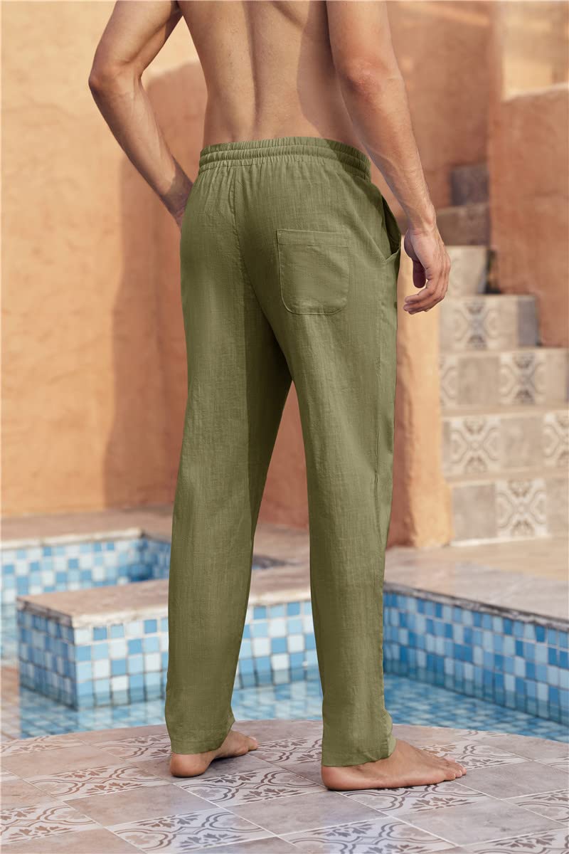 Karlywindow Mens Linen Pants Casual Loose Lightweight Drawstring Elastic Waist Summer Yoga Beach Trousers - Image 4