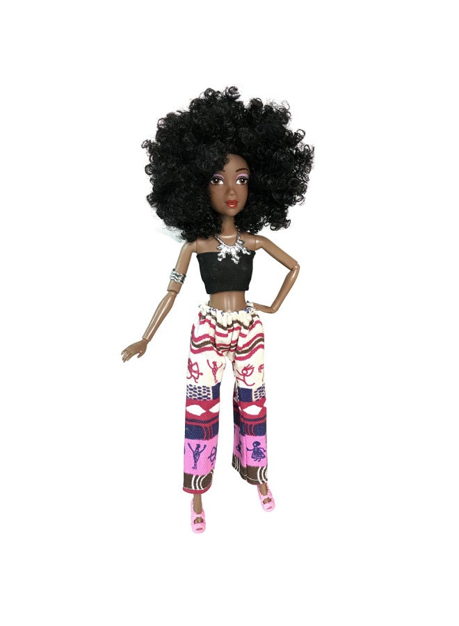 African Black Doll Multi-jointed Black Skin Barbies Dolls Toy Plastic Figurines Playsets Collectibles Gifts For Girls-Color:Black Lace Top Trousers - Image 3