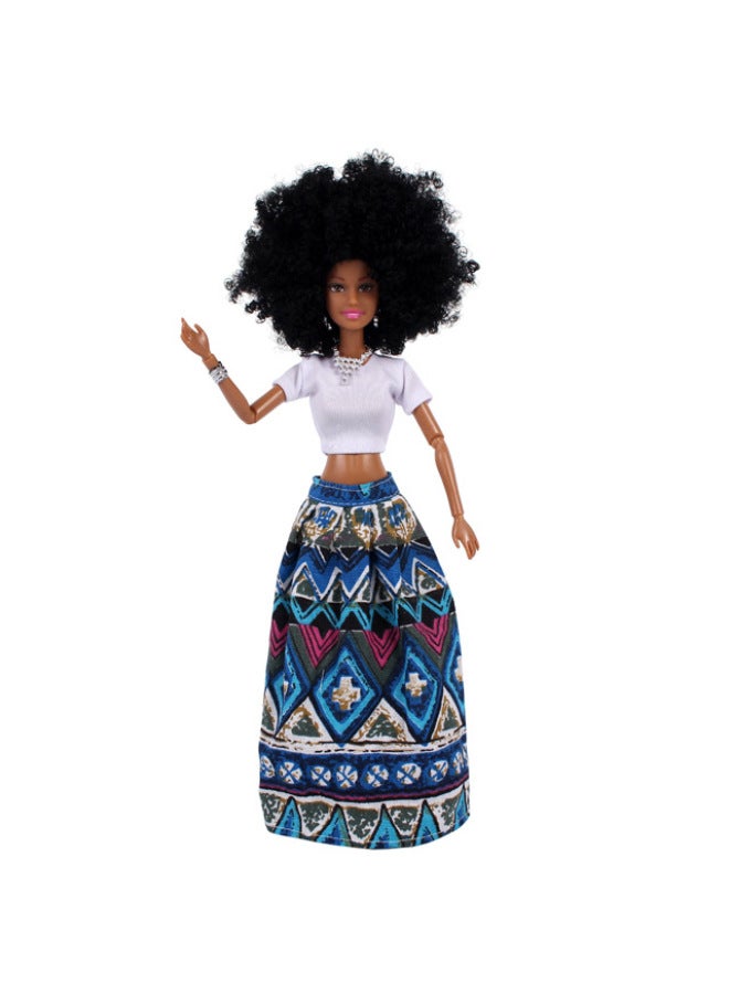 African Black Doll Multi-jointed Black Skin Barbies Dolls Toy Plastic Figurines Playsets Collectibles Gifts For Girls-Color:Black Lace Top Trousers - Image 2