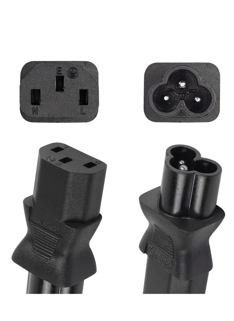 Y&D 2 Pack C13 Female to Male C6 Power Adapter, 3-Pin AC Converter Plug, Laptop Mains Cable  - Image 2