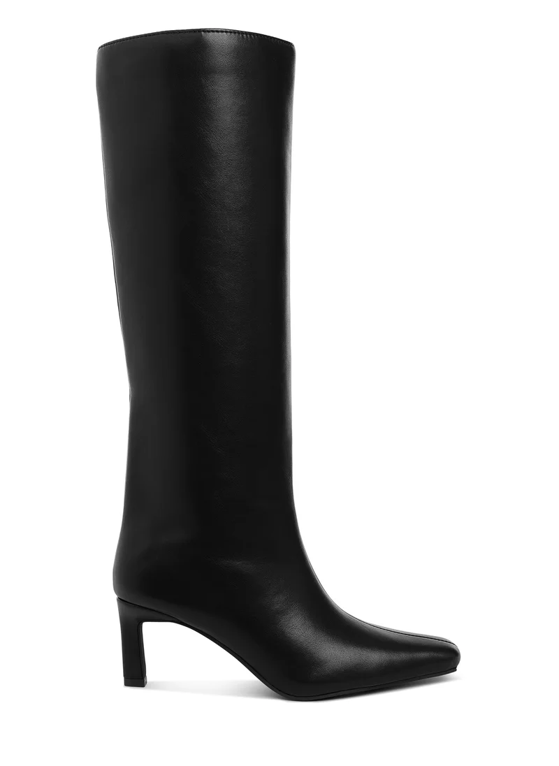 London Rag Kitten Heel Long Boots in Black