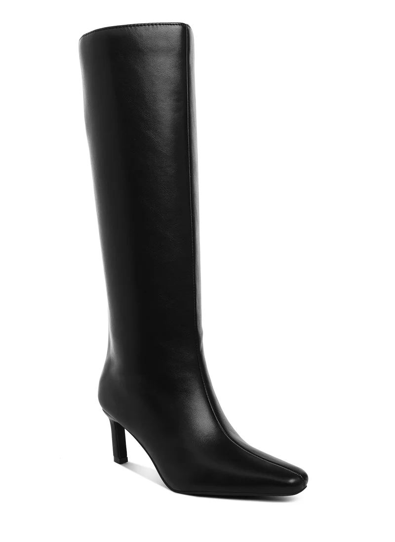 London Rag Kitten Heel Long Boots in Black