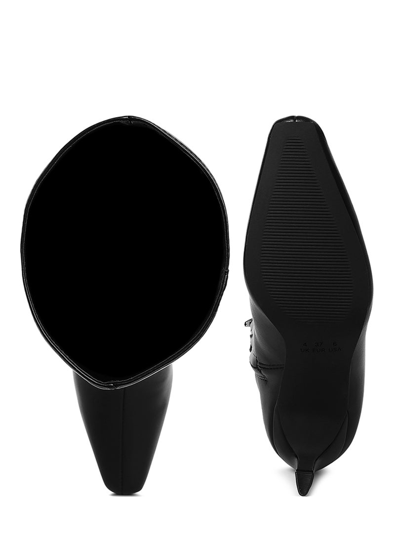 London Rag Kitten Heel Long Boots in Black  - Image 4