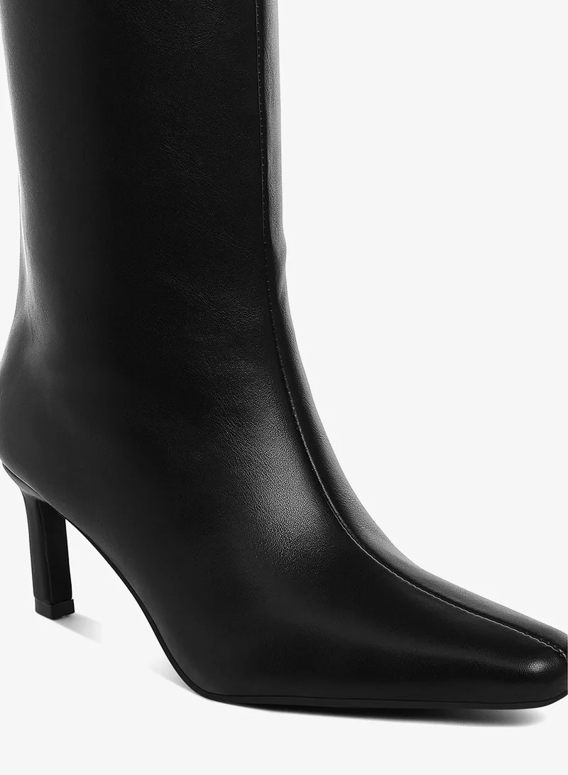 London Rag BLACK Kitten Heel Long Boots in Black for Women | Best Price UAE