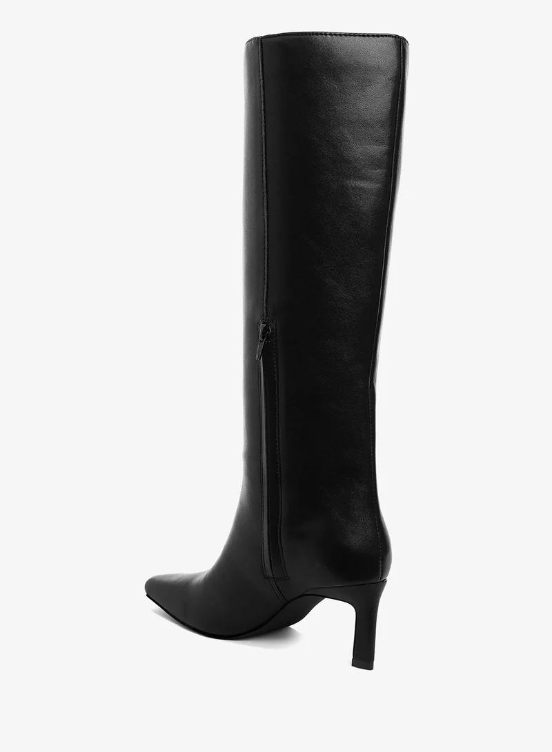 London Rag BLACK Kitten Heel Long Boots in Black for Women | Best Price UAE