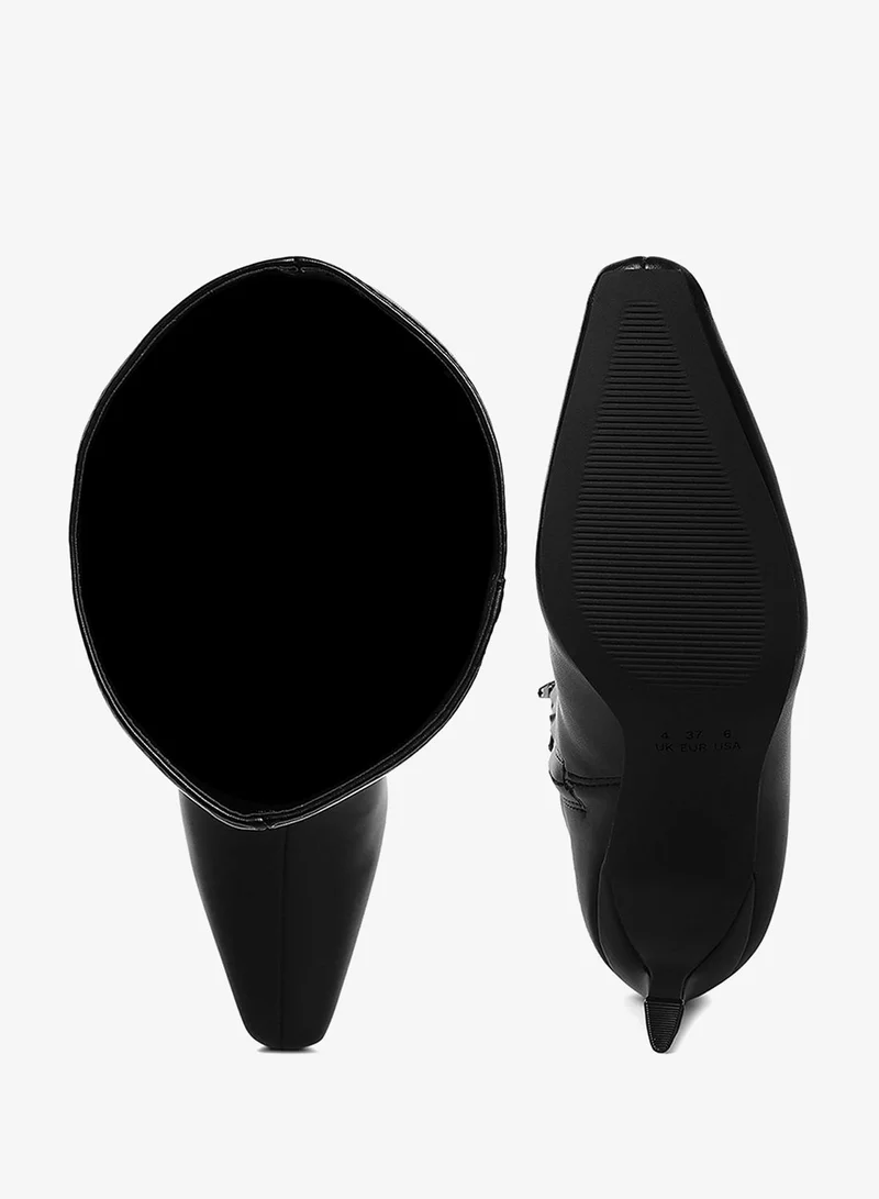 London Rag BLACK Kitten Heel Long Boots in Black for Women | Best Price UAE